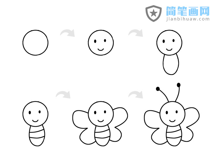 可愛的小蜜蜂簡筆畫步驟和彩色圖片