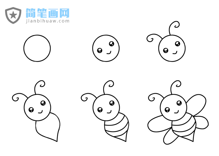 小蜜蜂簡(jiǎn)筆畫(huà)的步驟和上色圖