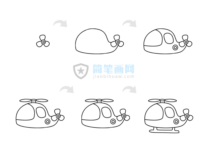 直升飛機(jī)簡(jiǎn)筆畫的畫法步驟