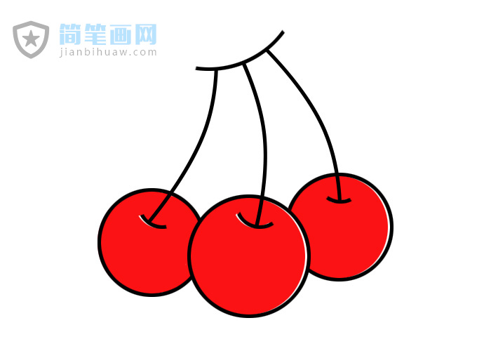 大紅櫻桃簡(jiǎn)筆畫圖片包含步驟上色教程