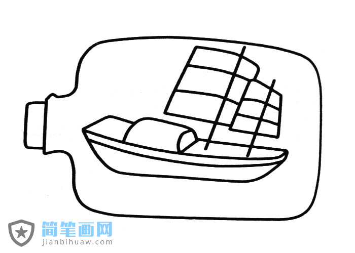 漂流瓶簡筆畫里面有一艘小帆船