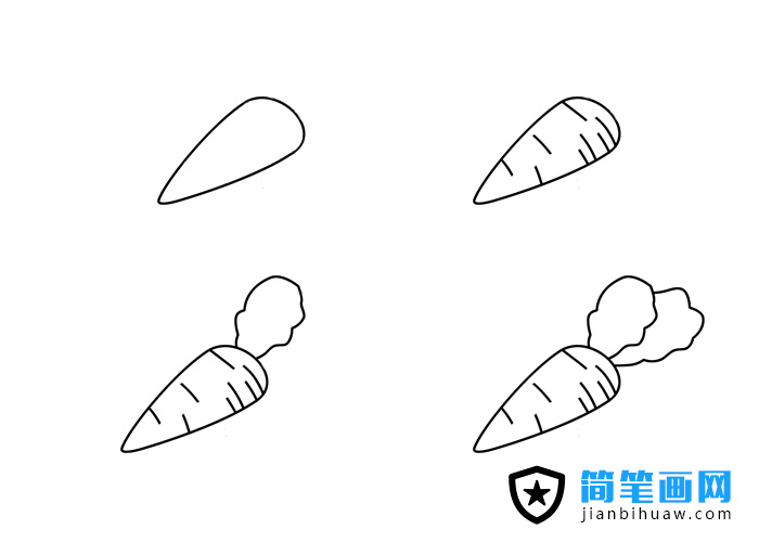 胡蘿卜的簡筆畫畫法和分解步驟
