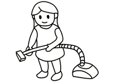 正在用吸塵器打掃衛(wèi)生的簡筆畫圖片