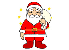 圣誕節(jié)到來(lái)圣誕老人馱著一袋子禮物的簡(jiǎn)筆畫(huà)圖片