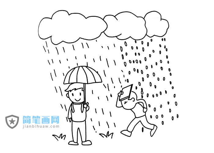 陰雨天氣的簡筆畫圖片