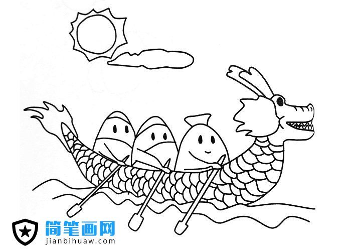 劃龍舟的簡(jiǎn)筆畫(huà)圖片