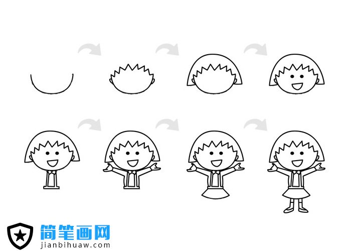 櫻桃小丸子簡(jiǎn)筆畫(huà)及上色圖片