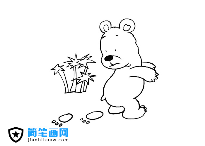 小熊的腳印簡筆畫圖片