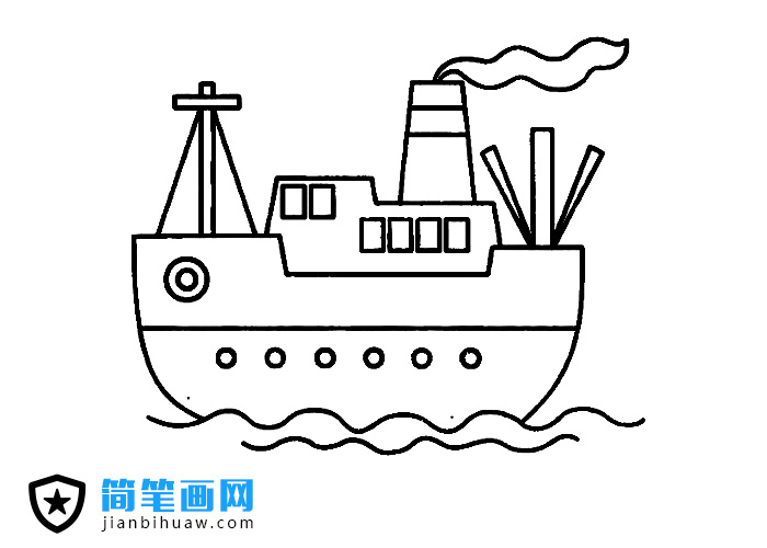 超大貨輪游輪船簡(jiǎn)筆畫圖片