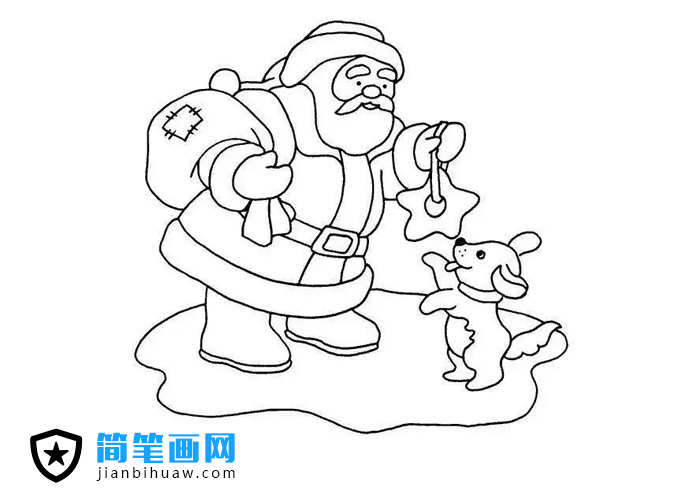 圣誕節(jié)給小朋友們送禮物的圣誕老人簡筆畫