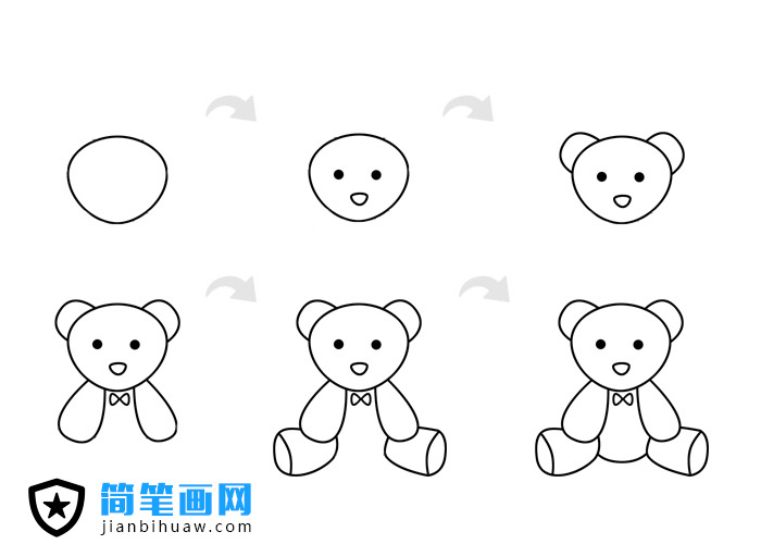 可愛玩具熊簡筆畫圖片及步驟教程