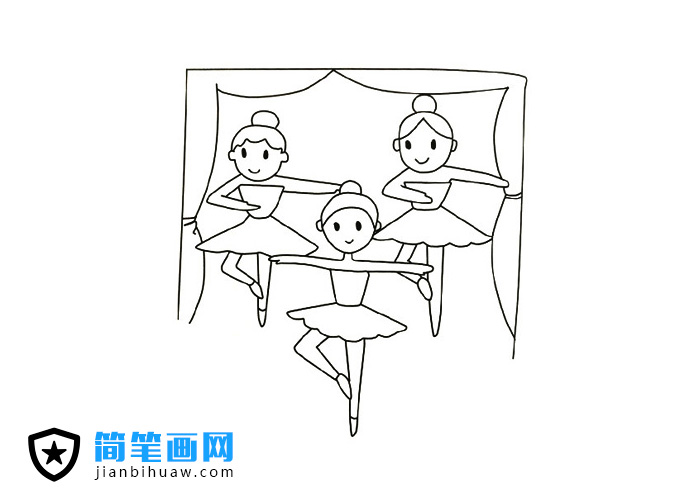 3位舞蹈演員跳芭蕾舞的簡(jiǎn)筆畫(huà)圖片