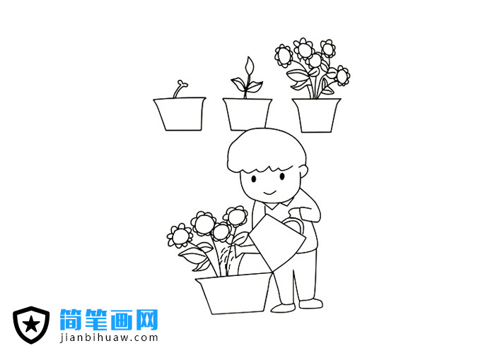 澆花的簡(jiǎn)筆畫(huà)圖片