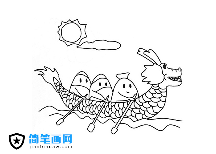 賽龍舟簡筆畫圖片