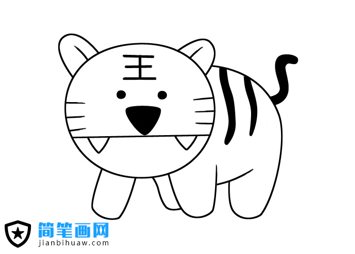 萌萌的小老虎簡筆畫圖片