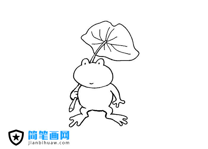 小青蛙扛荷葉簡(jiǎn)筆畫(huà)圖片