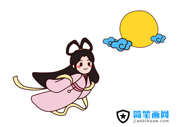 嫦娥奔月的簡(jiǎn)筆畫中秋節(jié)圖片