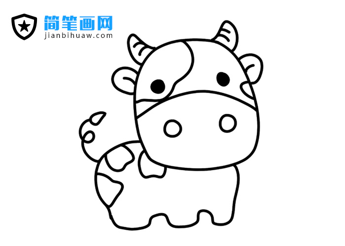 奶牛簡筆畫圖片含上色