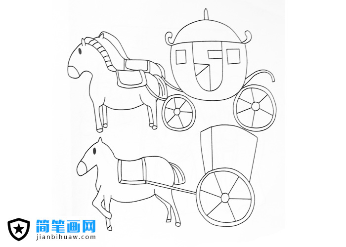 古代一群馬車簡(jiǎn)筆畫圖片