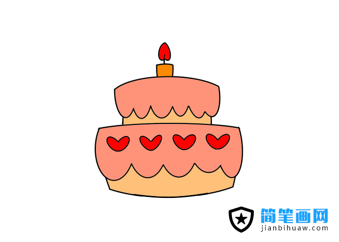 雙層的生日蛋糕簡筆畫圖片含上色