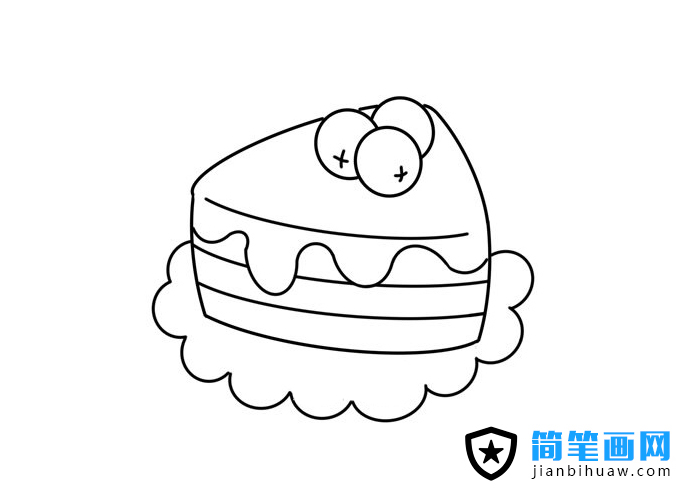 美味藍(lán)莓蛋糕簡(jiǎn)筆畫圖片含上色