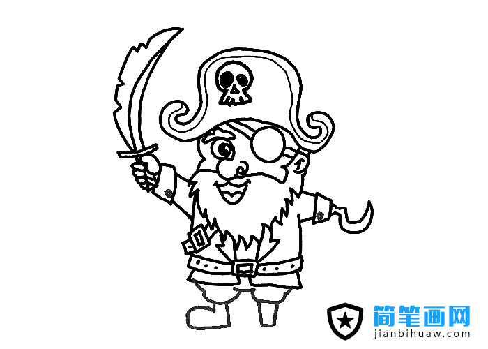 海盜簡筆畫圖片含上色