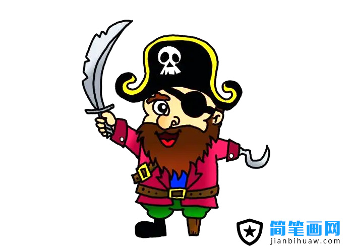 海盜簡筆畫圖片含上色
