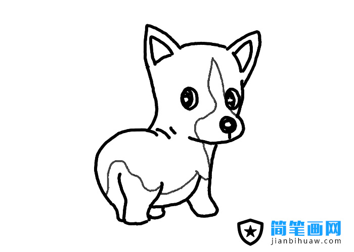 可愛小狗狗簡筆畫圖片含上色