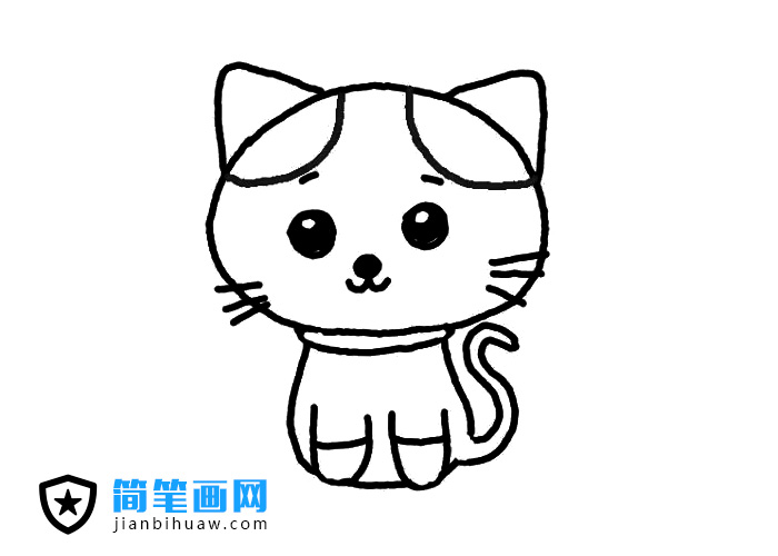 簡(jiǎn)單可愛(ài)的小貓簡(jiǎn)筆畫(huà)圖片含上色
