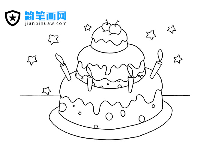 生日蛋糕簡筆畫圖片