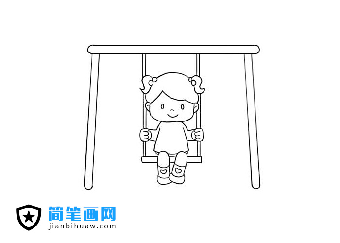 小女孩在蕩秋千的簡(jiǎn)筆畫圖片