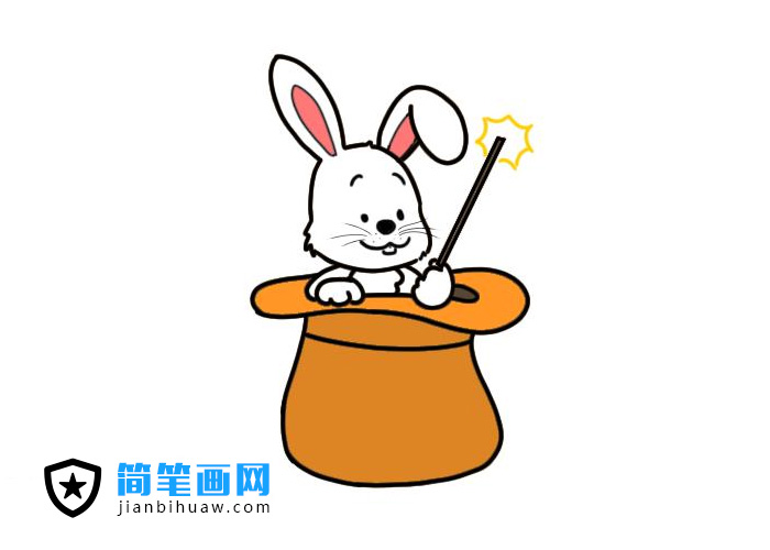 藏在帽子里的小白兔簡筆畫圖片