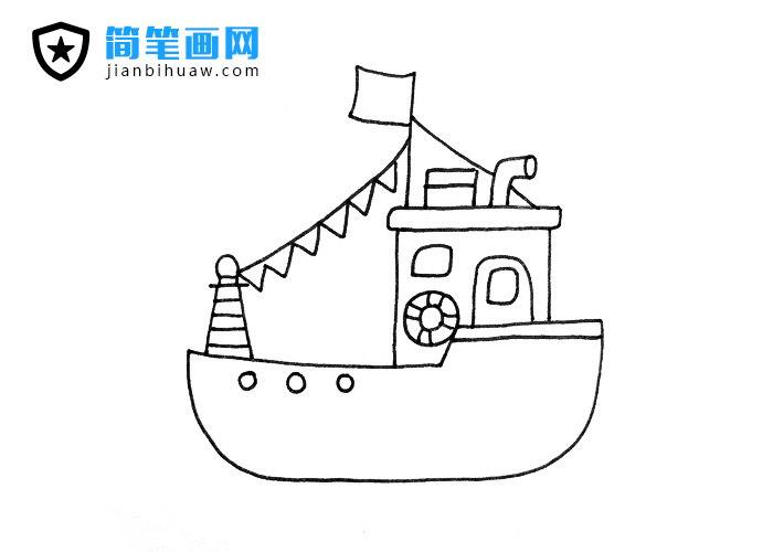 輪船簡(jiǎn)筆畫(huà)圖片含上色