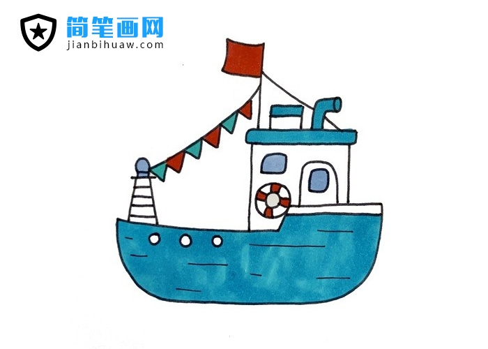 輪船簡(jiǎn)筆畫(huà)圖片含上色