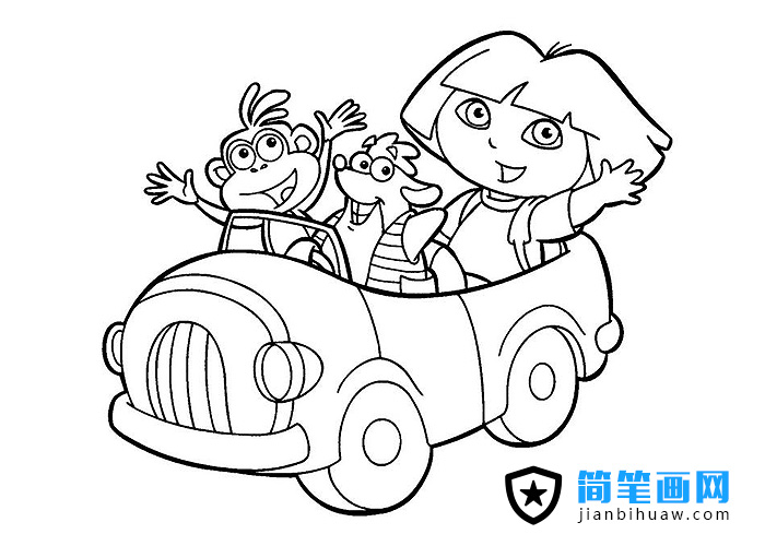 開汽車的朵拉簡(jiǎn)筆畫圖片