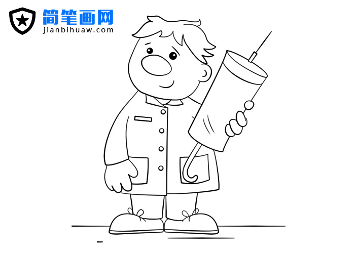 手拿超大針管的人物簡筆畫圖片